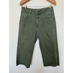 DL1961 Hepburn Cropped Wide-Leg Jeans Cotton Amalfi Green Women's Size 29